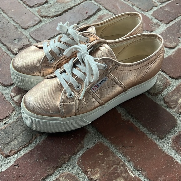 Superga Rise Gold Platform Sneakers - Picture 3 of 7